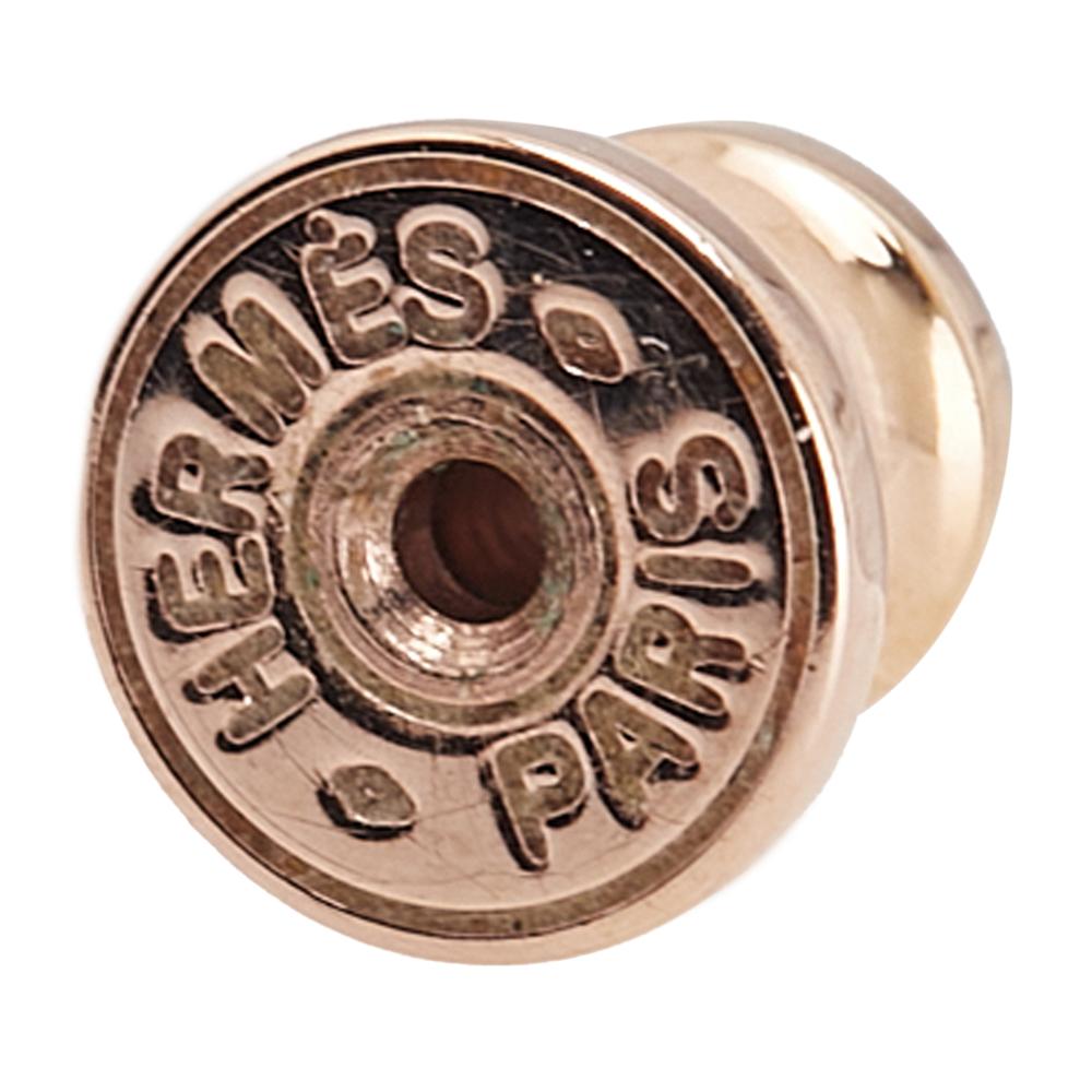 Hermès B Hermès Pink Rose Gold with Black Gold Plated Metal Rose Enamel Eileen Push Back Earrings France