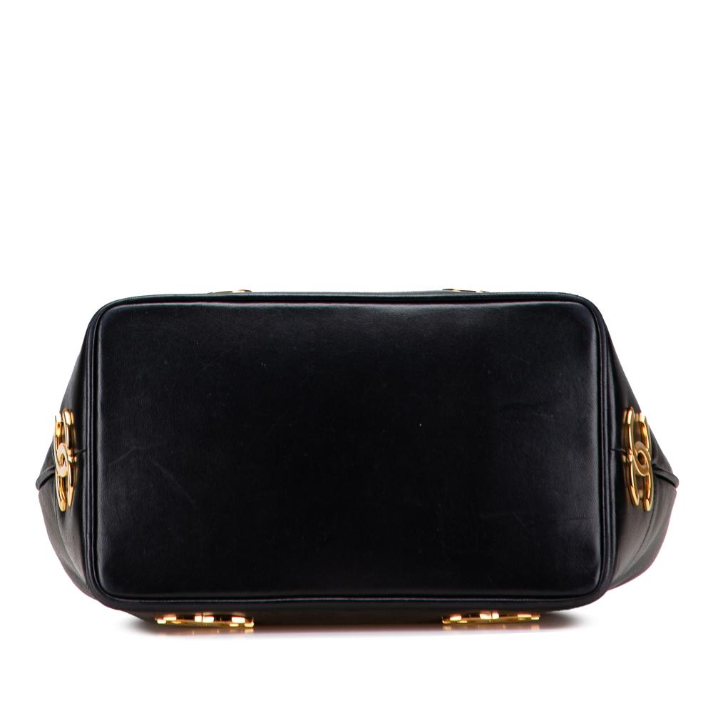 Chanel B Chanel Black Lambskin Leather Leather Triple CC Lambskin Bucket Italy