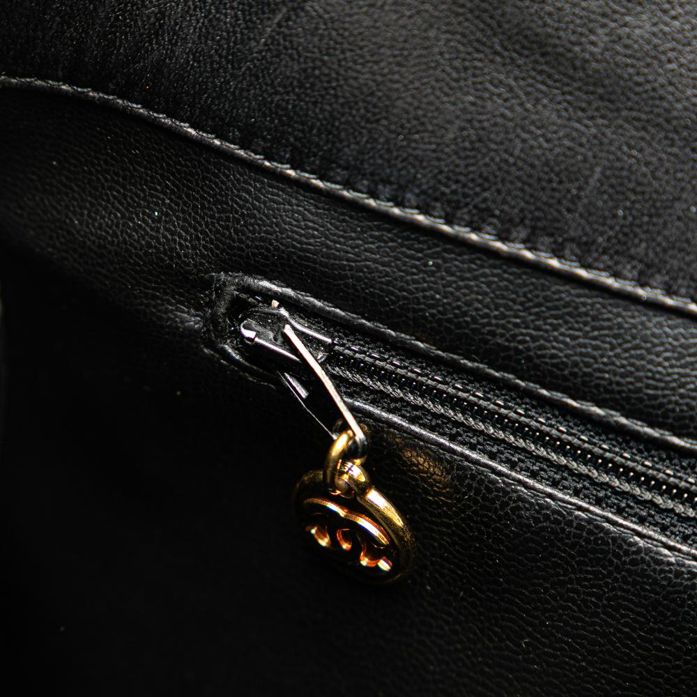 Chanel B Chanel Black Lambskin Leather Leather Triple CC Lambskin Bucket Italy