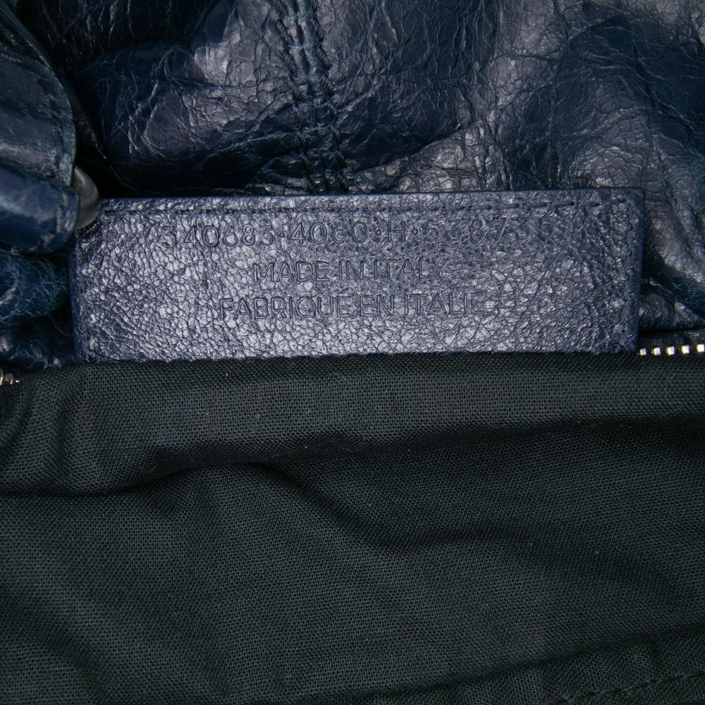 Balenciaga B Balenciaga Blue Navy Lambskin Leather Leather Lambskin Motocross Classic Briefcase Italy