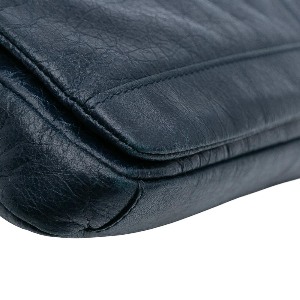 Balenciaga B Balenciaga Blue Navy Lambskin Leather Leather Lambskin Motocross Classic Briefcase Italy