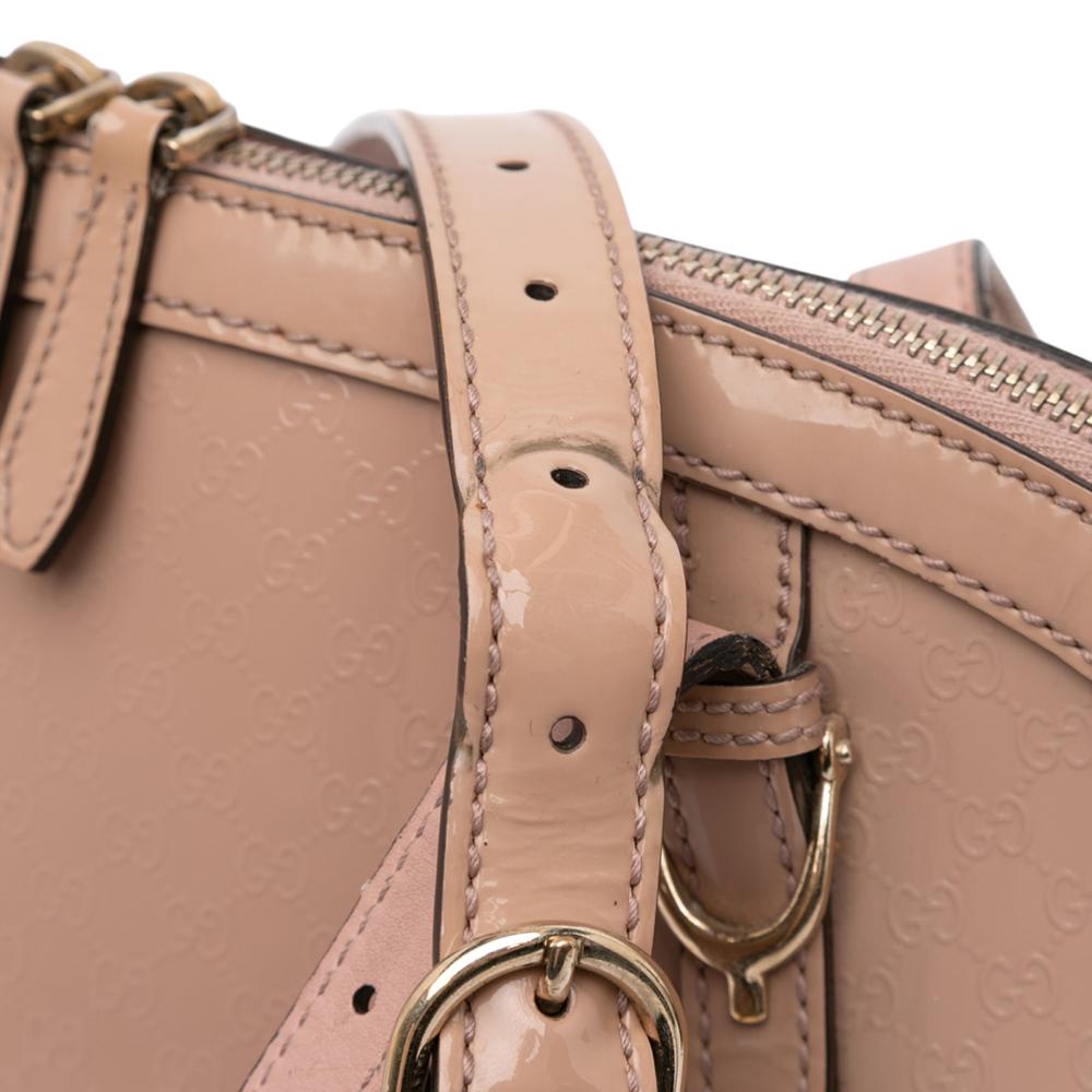 Gucci B Gucci Brown Beige Patent Leather Leather Large Microguccissima Patent Nice Dome Satchel Italy