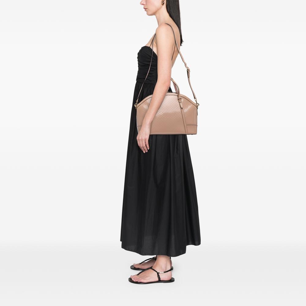 Gucci B Gucci Brown Beige Patent Leather Leather Large Microguccissima Patent Nice Dome Satchel Italy