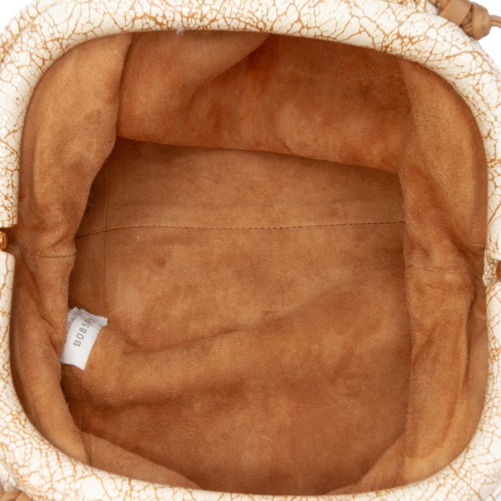 Bottega Veneta B Bottega Veneta Brown Beige Calf Leather Crackled skin The Mini Pouch Crossbody Italy