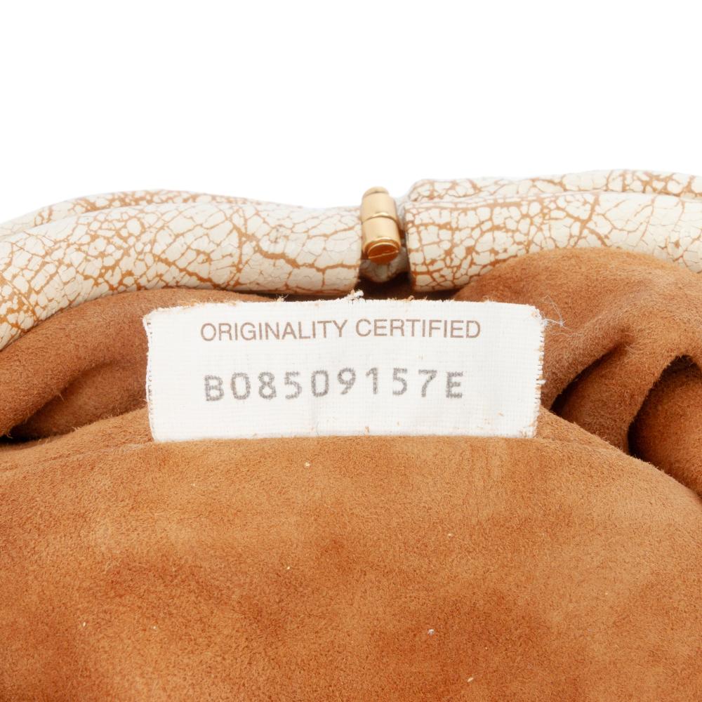 Bottega Veneta B Bottega Veneta Brown Beige Calf Leather Crackled skin The Mini Pouch Crossbody Italy