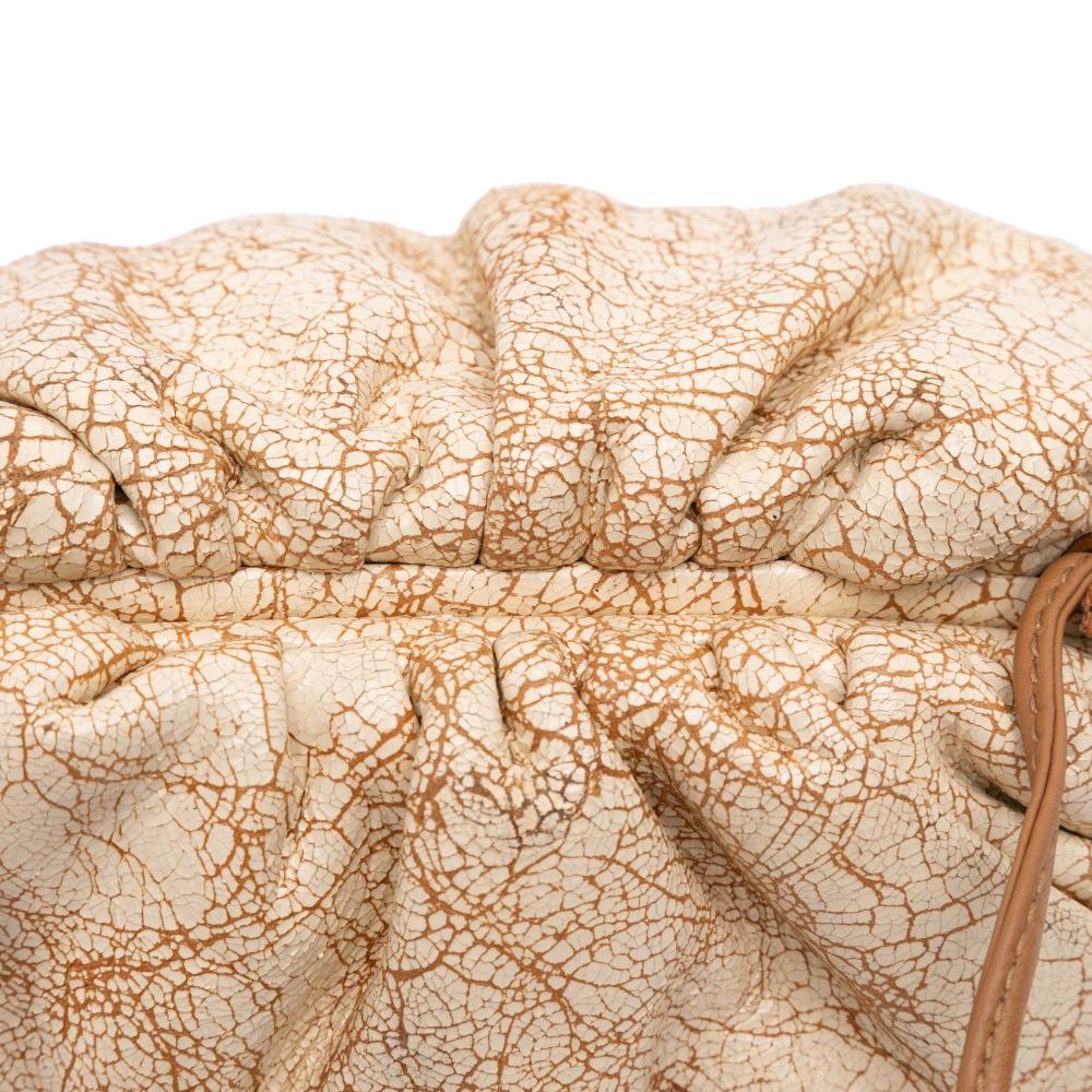 Bottega Veneta B Bottega Veneta Brown Beige Calf Leather Crackled skin The Mini Pouch Crossbody Italy