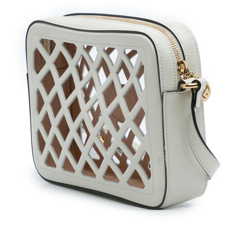 Gucci B Gucci White with Multi Calf Leather Cutout and Flora Canvas Infinity Crossbody Italy
