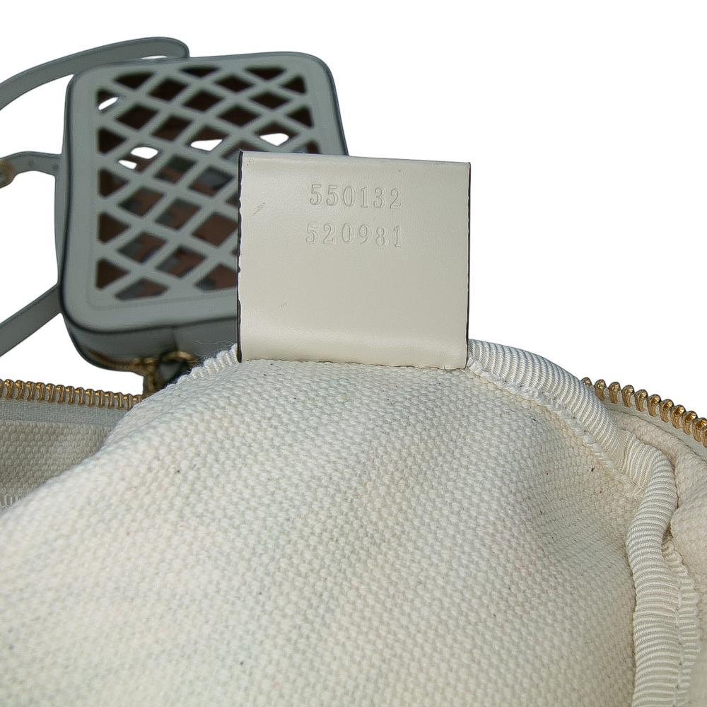 Gucci B Gucci White with Multi Calf Leather Cutout and Flora Canvas Infinity Crossbody Italy