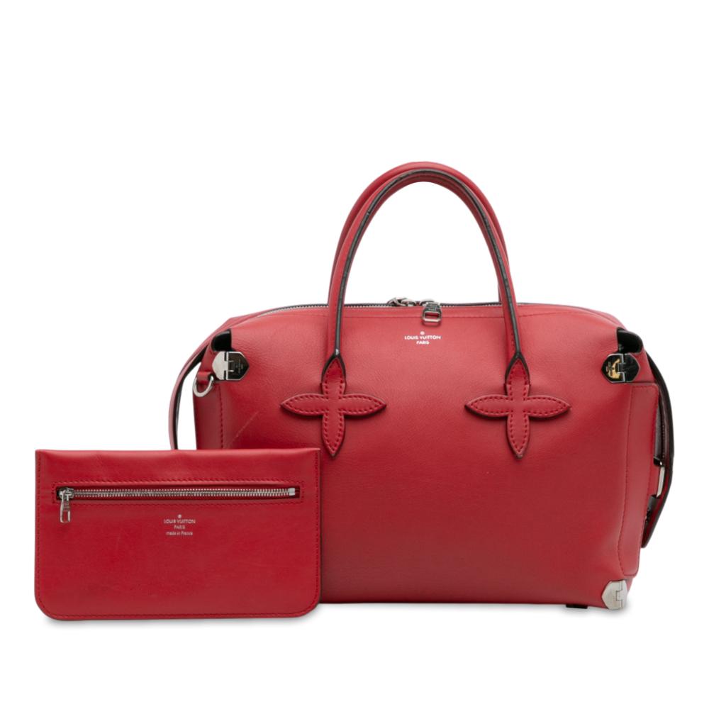 Louis Vuitton B Louis Vuitton Red Calf Leather Smooth skin Garance Satchel France