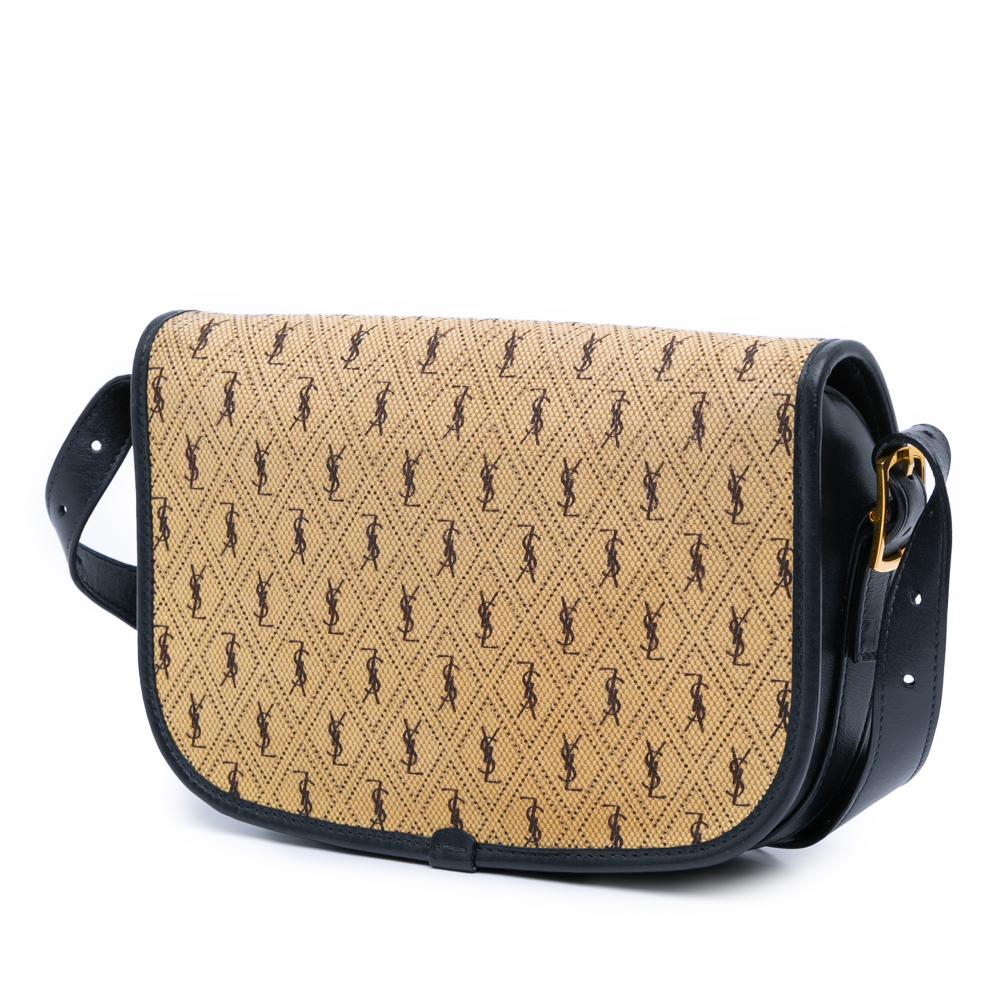 Saint Laurent B Saint Laurent Brown Beige Canvas Fabric Medium Monogram All Over Crossbody Italy