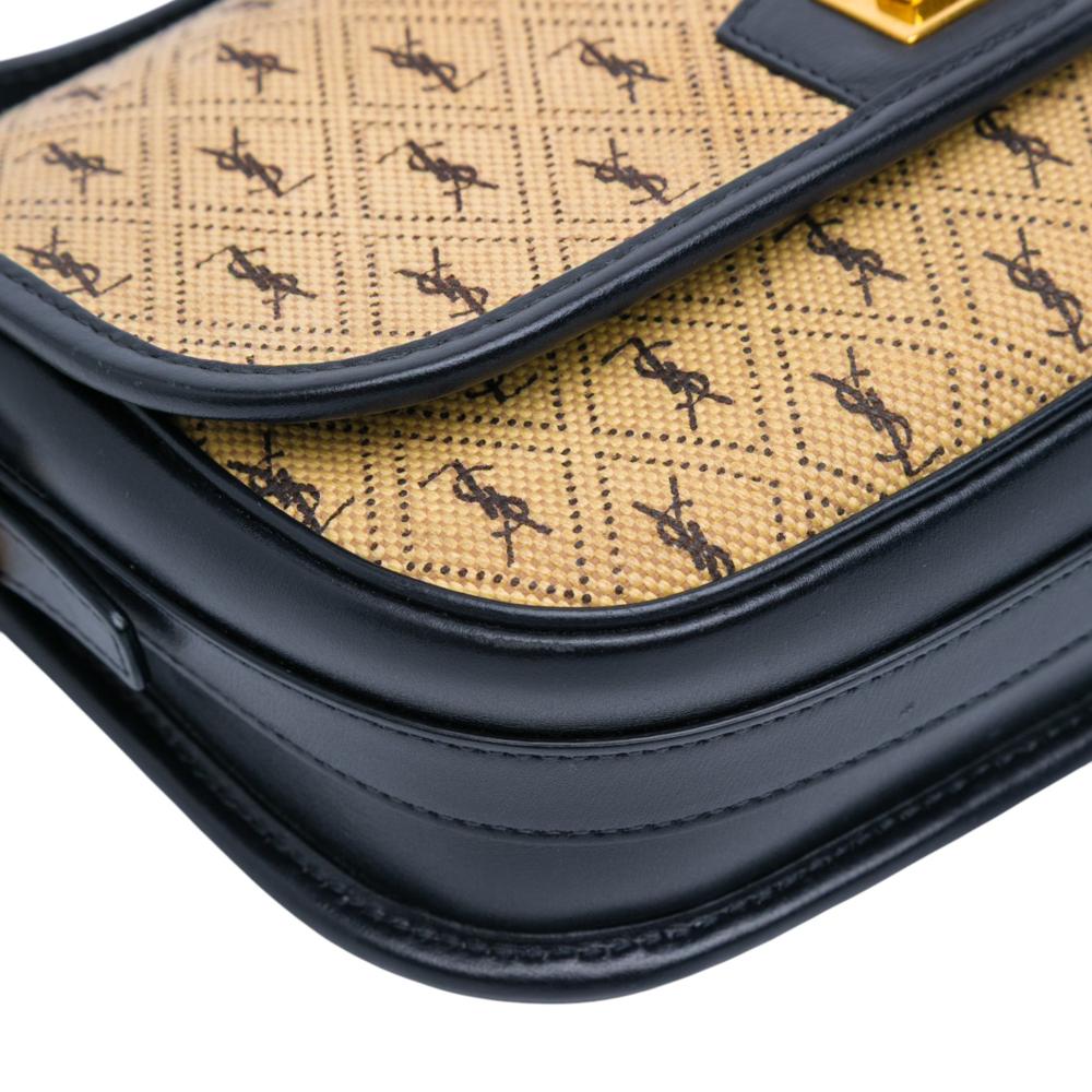 Saint Laurent B Saint Laurent Brown Beige Canvas Fabric Medium Monogram All Over Crossbody Italy