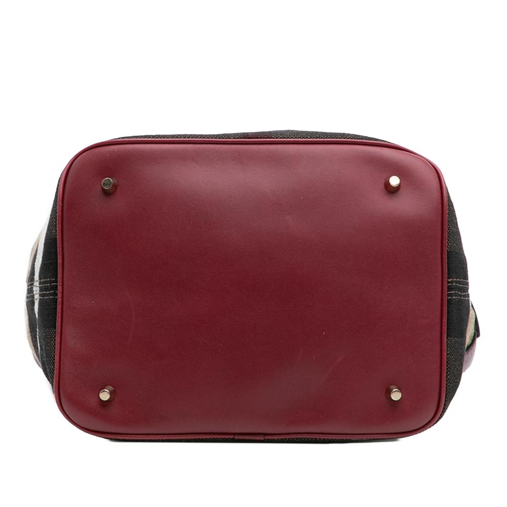 Burberry Brown Medium Mega Check Canvas and Grained Calfskin Ashby Tassel Bucket Bag China