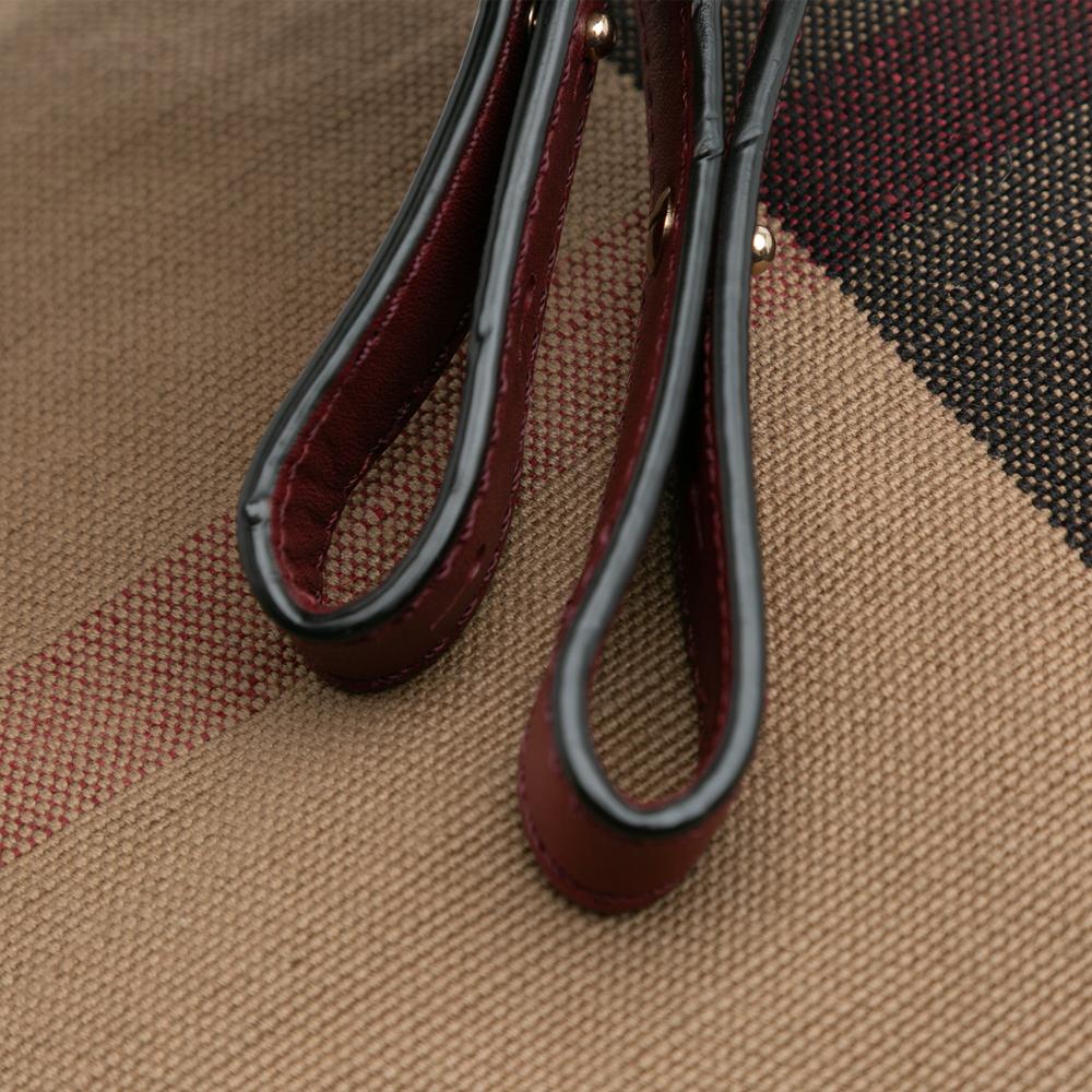 Burberry Brown Medium Mega Check Canvas and Grained Calfskin Ashby Tassel Bucket Bag China