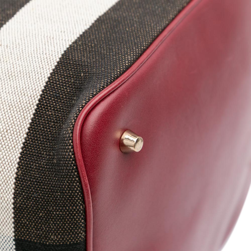 Burberry Brown Medium Mega Check Canvas and Grained Calfskin Ashby Tassel Bucket Bag China