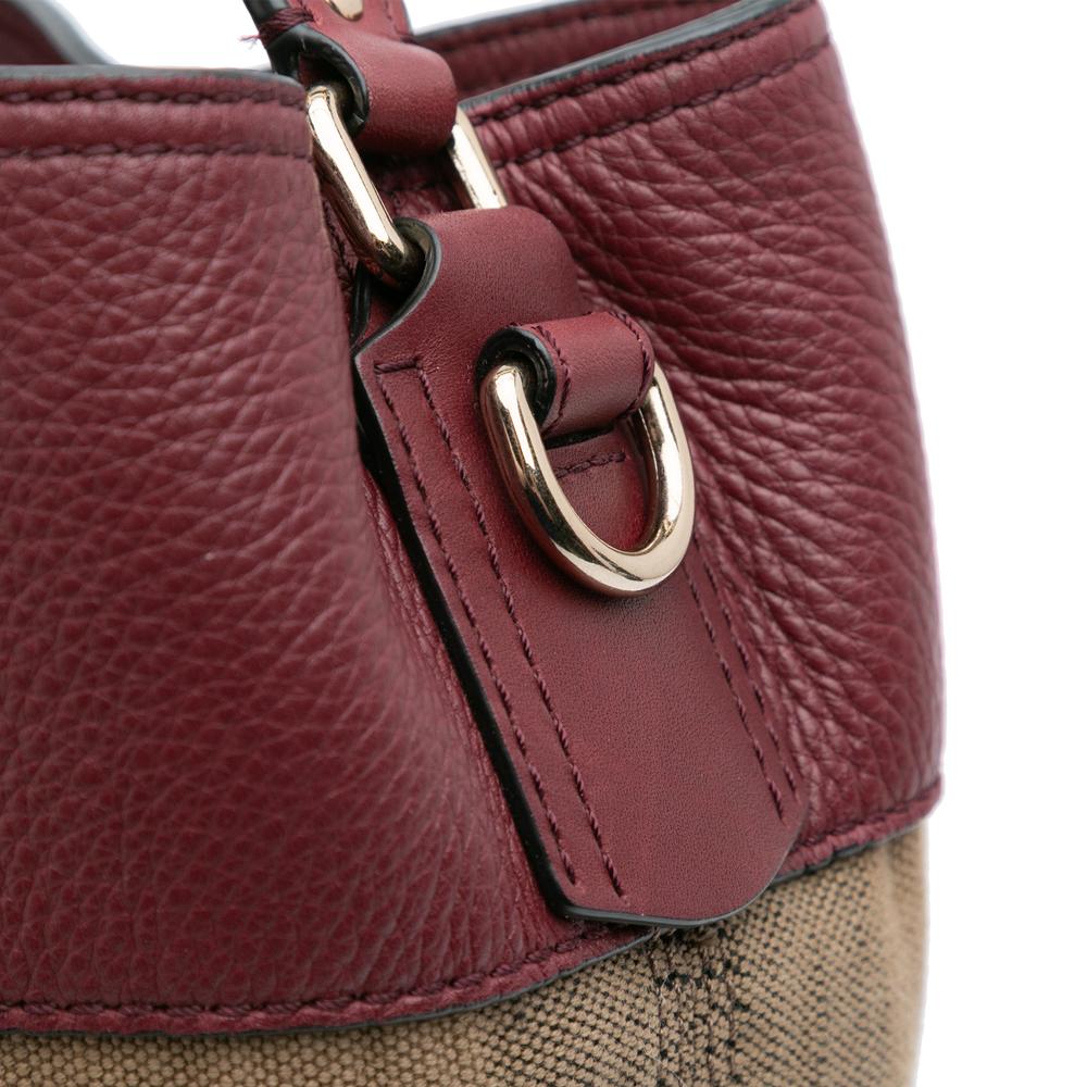 Burberry Brown Medium Mega Check Canvas and Grained Calfskin Ashby Tassel Bucket Bag China