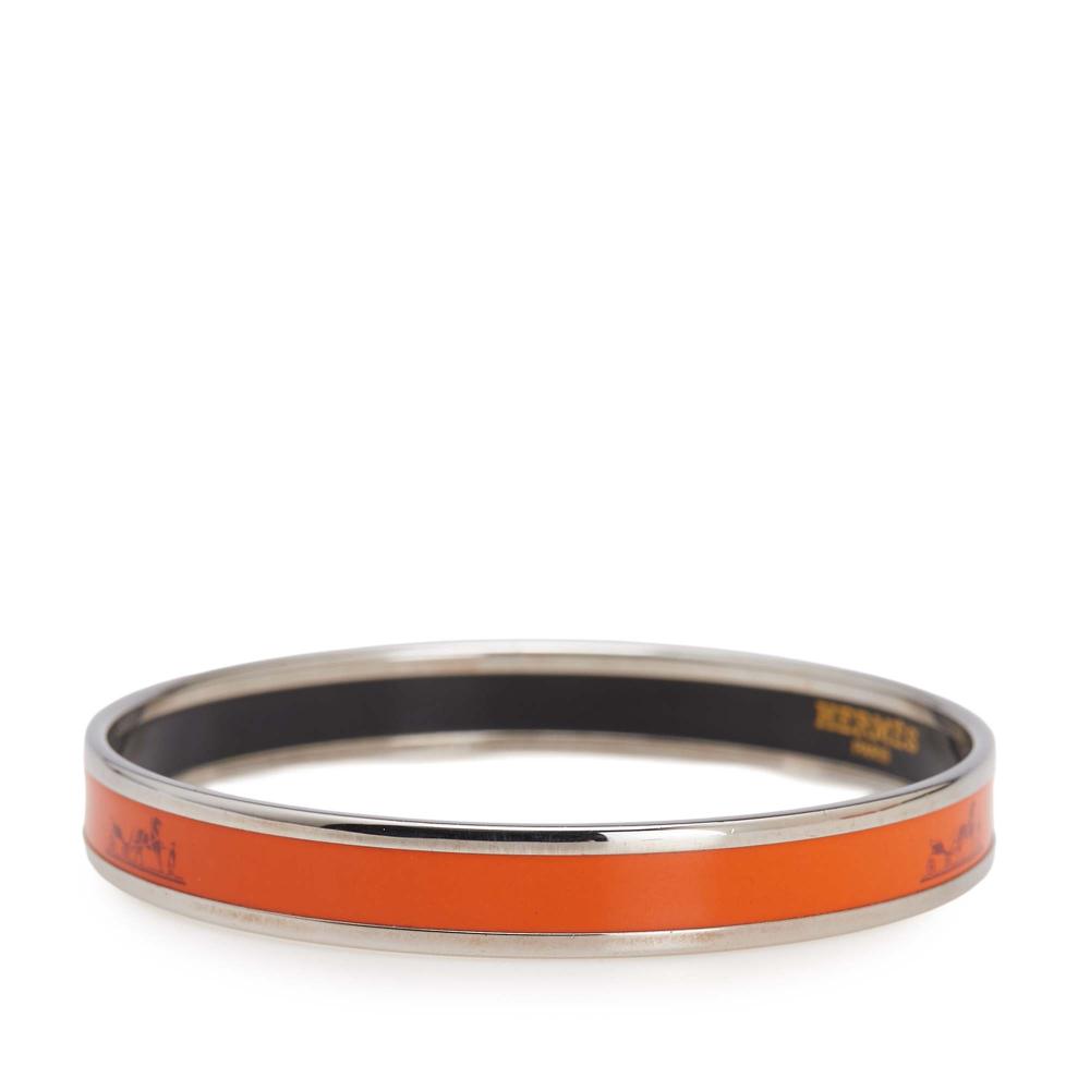 Hermès B Hermès Orange Enamel Other Narrow Caleche Bangle 62 France