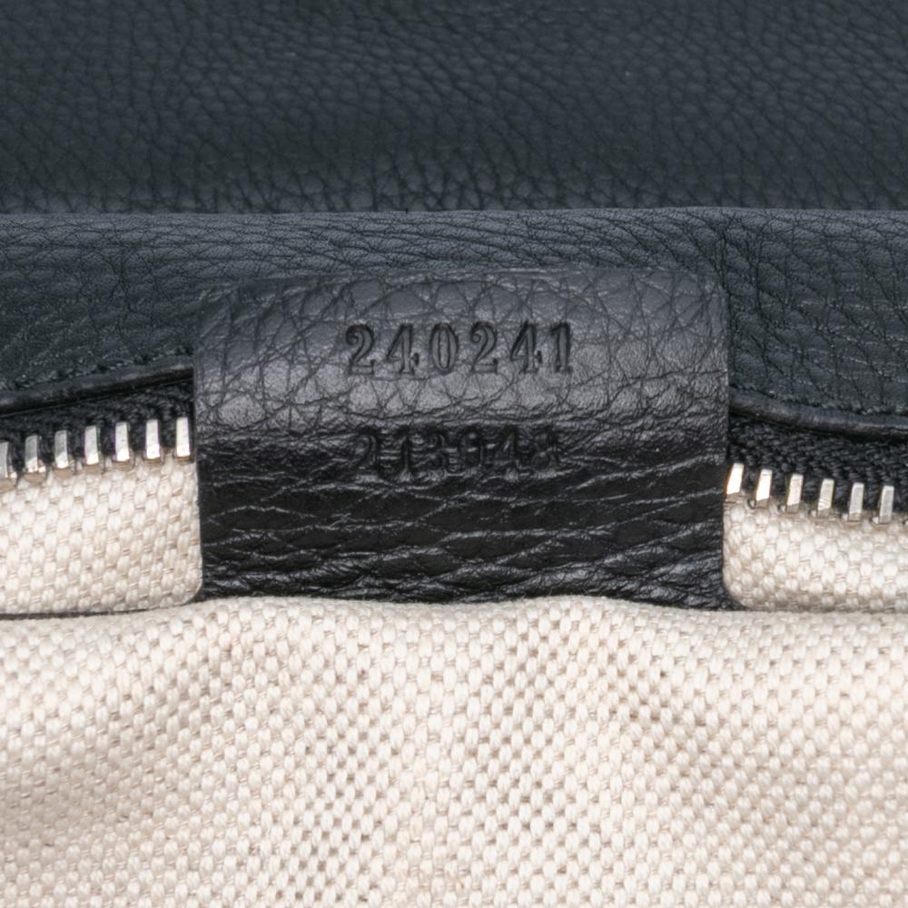 Gucci B Gucci Black Calf Leather Large Pebbled skin New Bamboo Top Handle Bag Italy