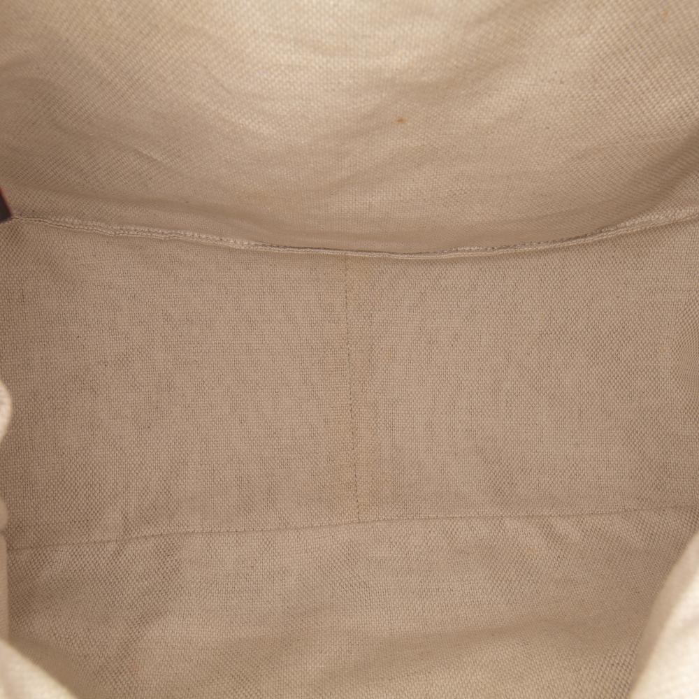 Gucci B Gucci Brown Beige with Red Canvas Fabric Medium GG Valentine Top Handle Bag Italy