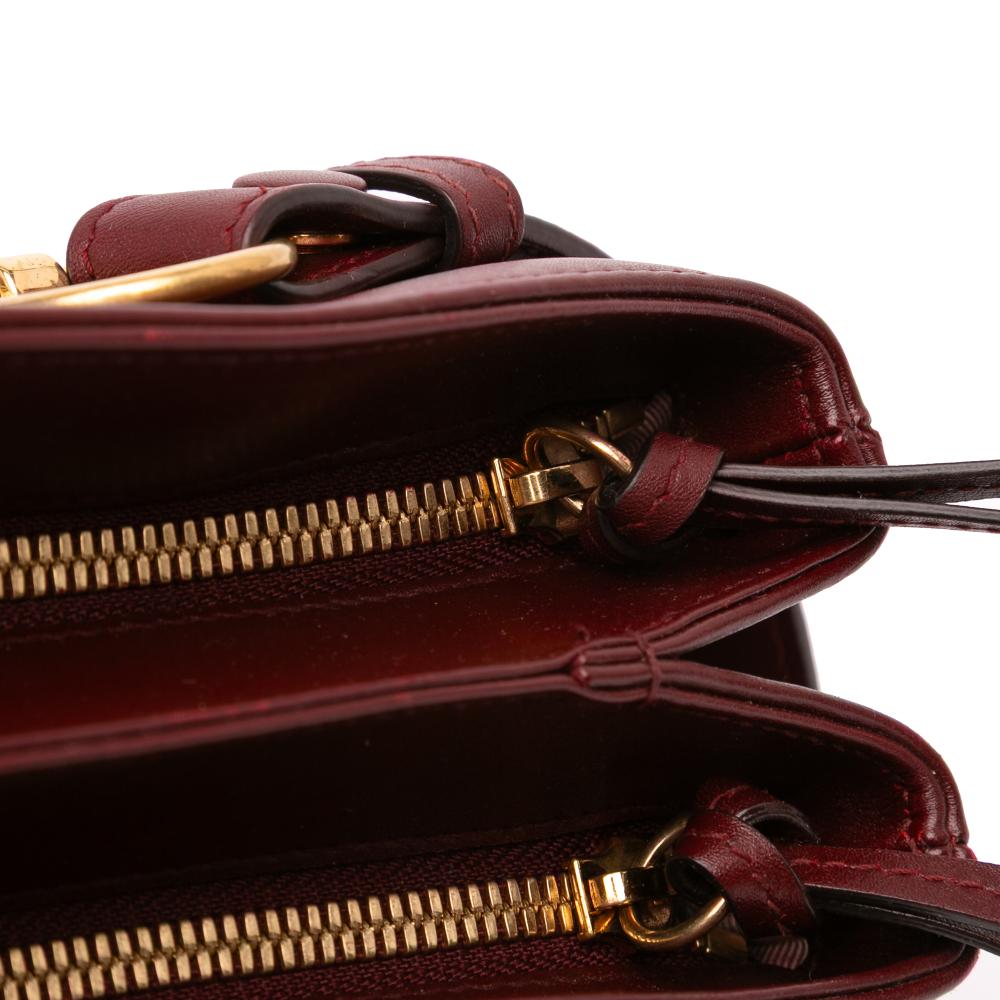 Gucci B Gucci Red Burgundy Calf Leather Large Arli Shoulder Bag Italy