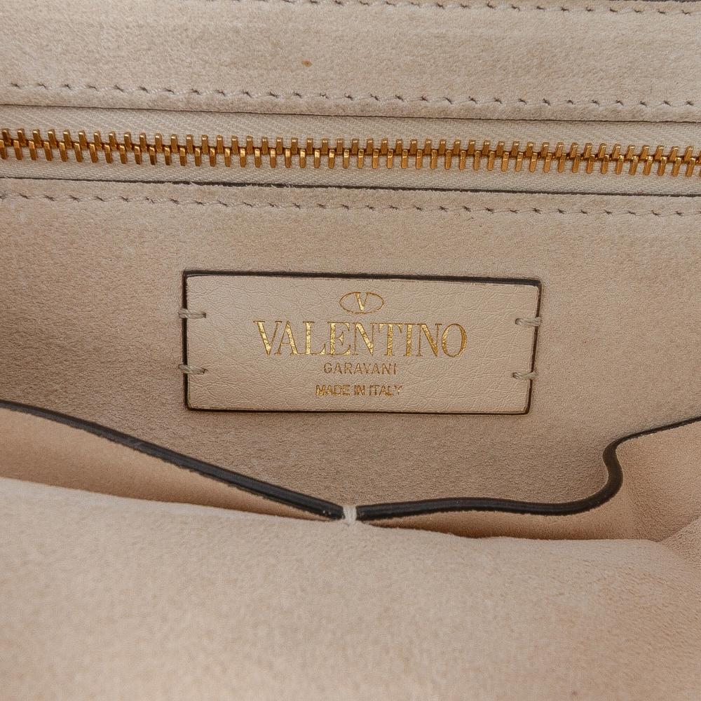 Valentino B Valentino White Ivory Calf Leather Large Grained skin Roman Stud Satchel Italy