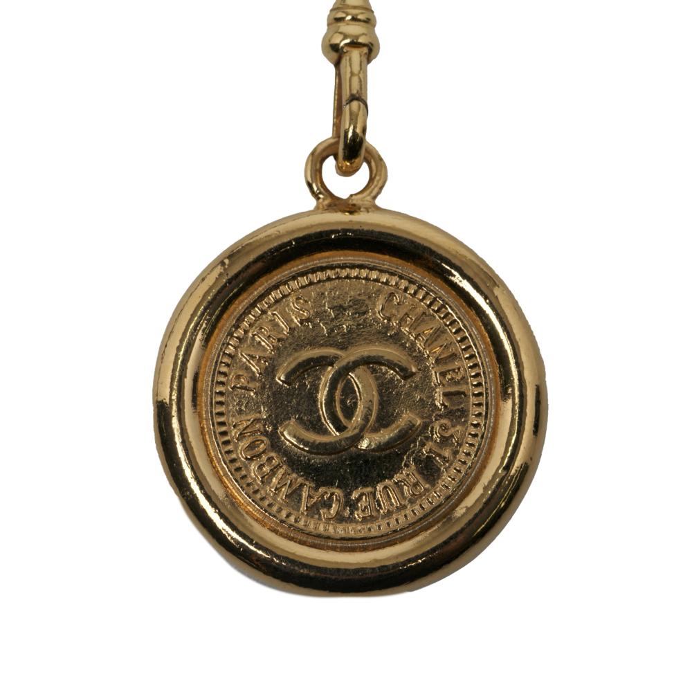 Chanel AB Chanel Gold Gold Plated Metal Medallion Leather Woven Chain Belt France