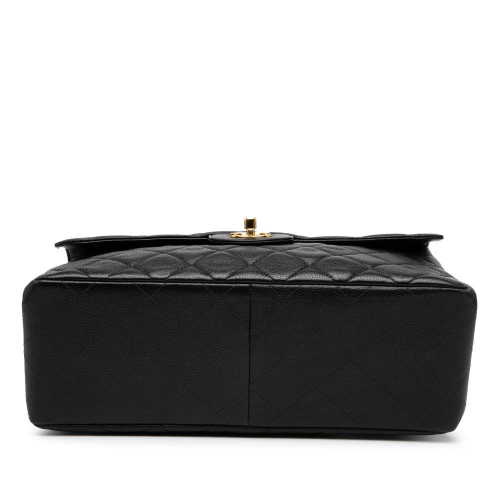 Chanel B Chanel Black Caviar Leather Leather Jumbo Quilted Caviar Double Sided Flap France