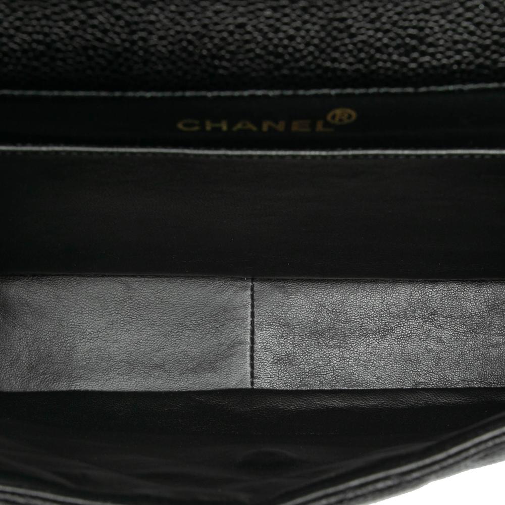 Chanel B Chanel Black Caviar Leather Leather Jumbo Quilted Caviar Double Sided Flap France