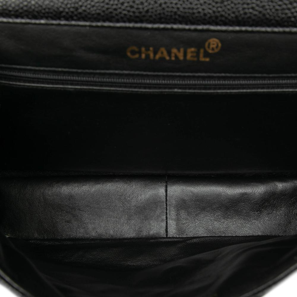 Chanel B Chanel Black Caviar Leather Leather Jumbo Quilted Caviar Double Sided Flap France