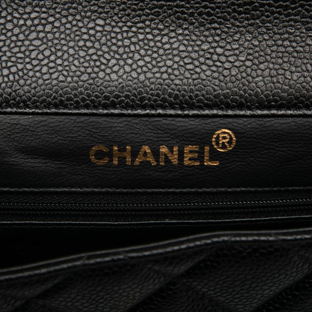 Chanel B Chanel Black Caviar Leather Leather Jumbo Quilted Caviar Double Sided Flap France