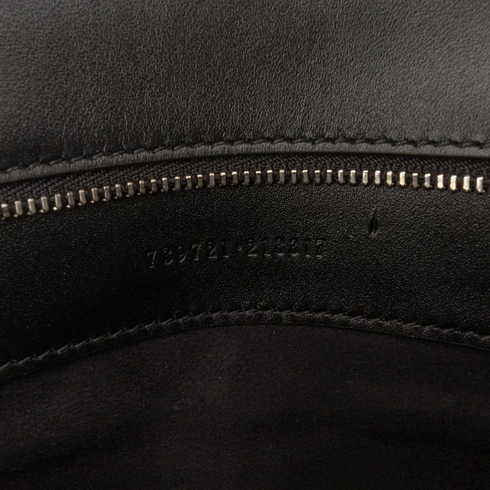 Gucci AB Gucci Black Calf Leather Small Petite GG Satchel Italy