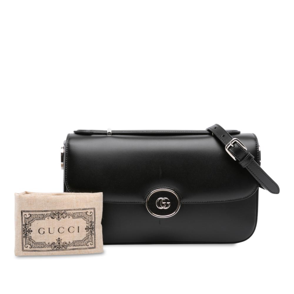 Gucci AB Gucci Black Calf Leather Small Petite GG Satchel Italy