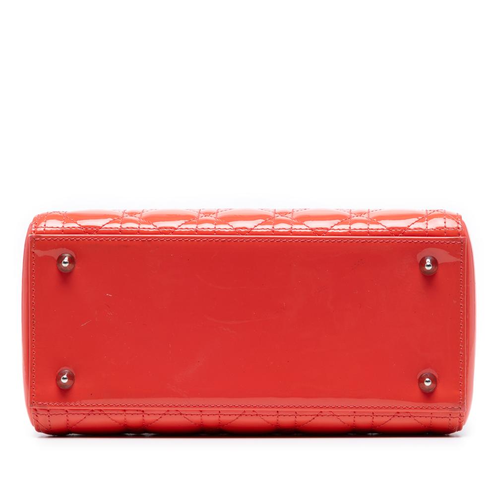 Christian Dior B Dior Orange Dark Orange Patent Leather Leather Medium Patent Cannage Lady Dior Italy