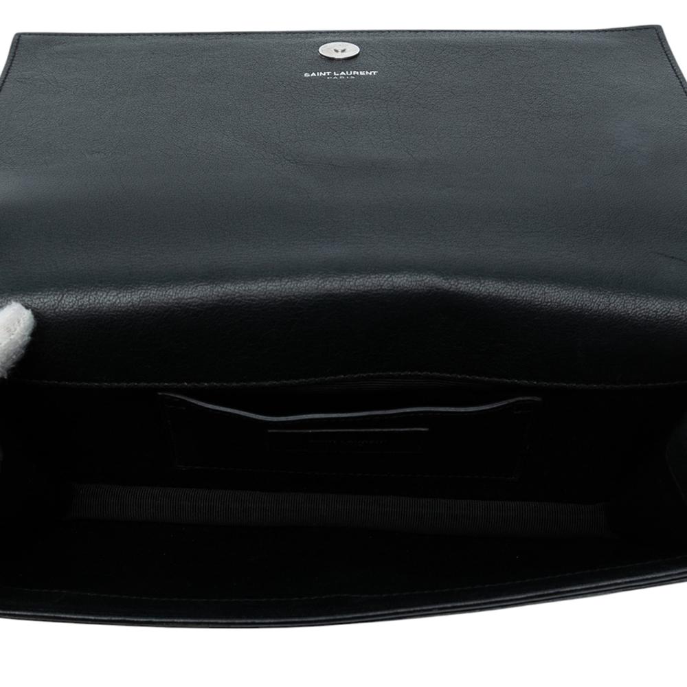 Saint Laurent AB Saint Laurent Black Calf Leather Studded Monogram Clutch Italy