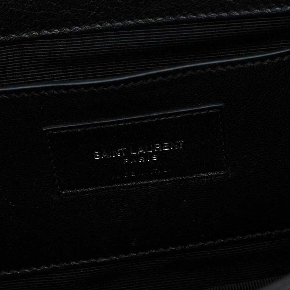 Saint Laurent AB Saint Laurent Black Calf Leather Studded Monogram Clutch Italy