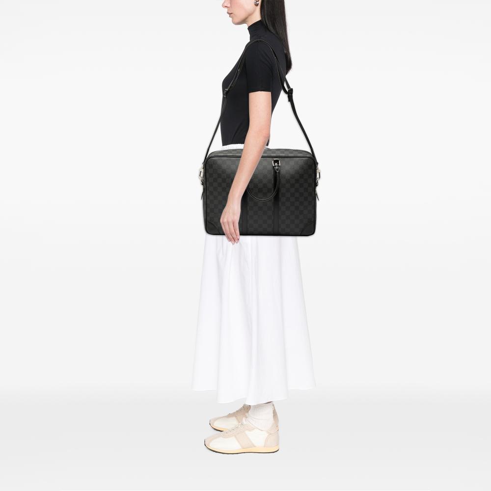 Louis Vuitton B Louis Vuitton Black Damier Canvas Fabric Damier Graphite Porte Documents Voyage PM France