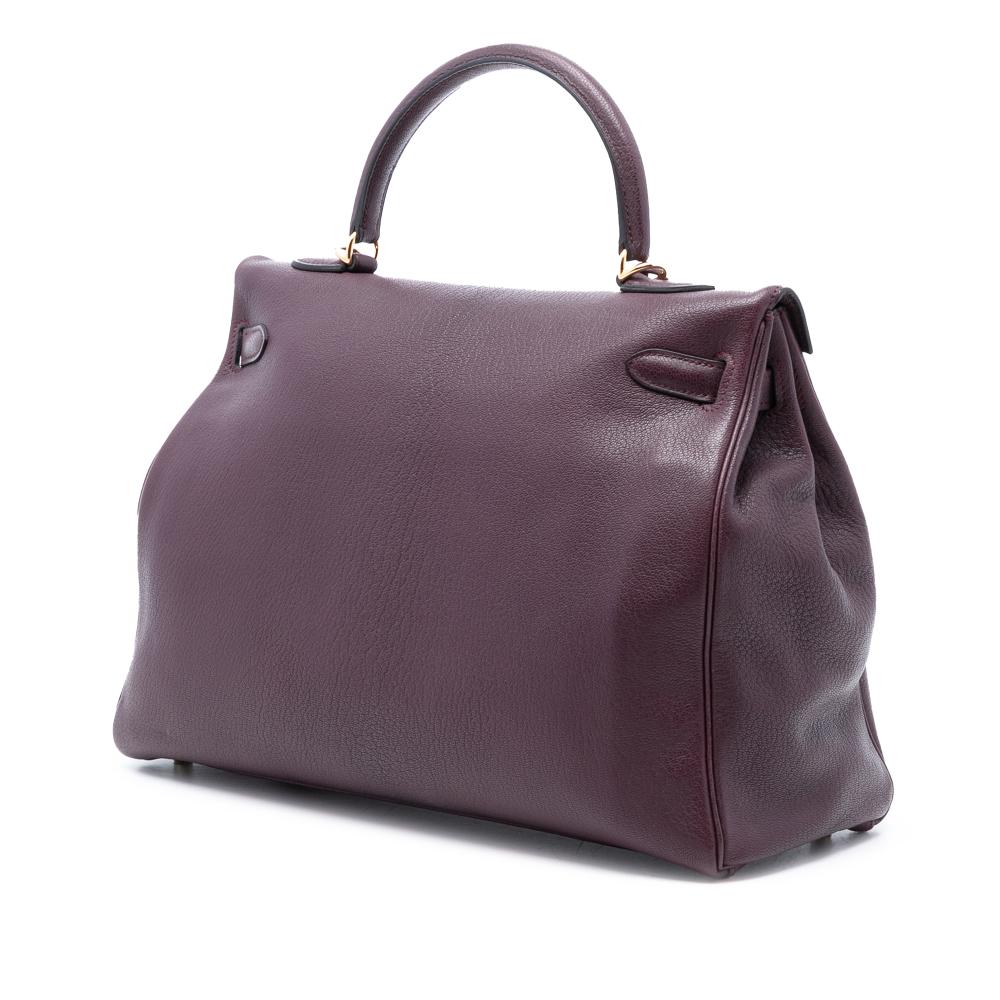 Hermès B Hermès Purple Plum Goatskin Leather Chevre Mysore Kelly II Retourne 35 France