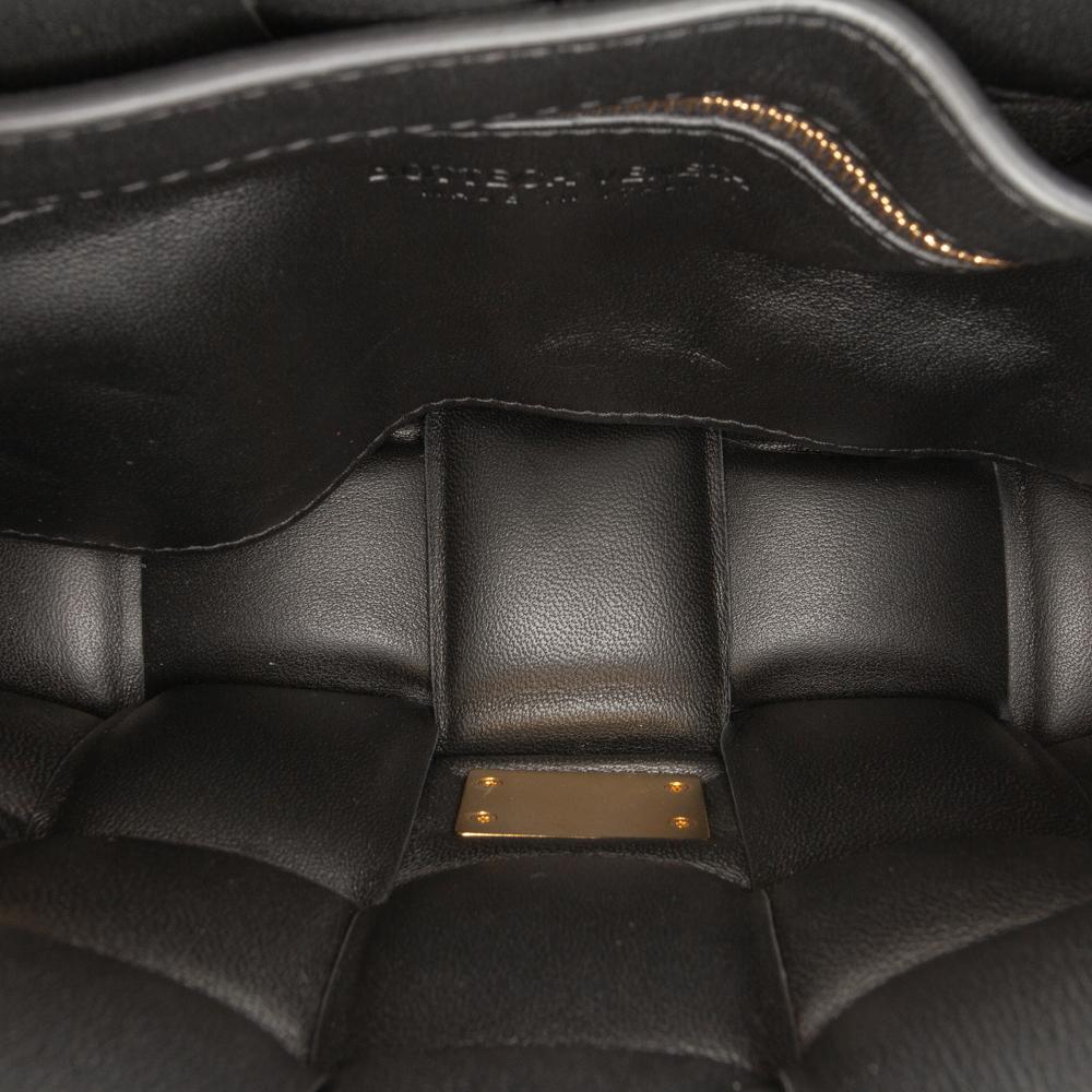 Bottega Veneta AB Bottega Veneta Black Nappa Leather Leather Nappa Intrecciato Padded Chain Cassette Satchel Italy