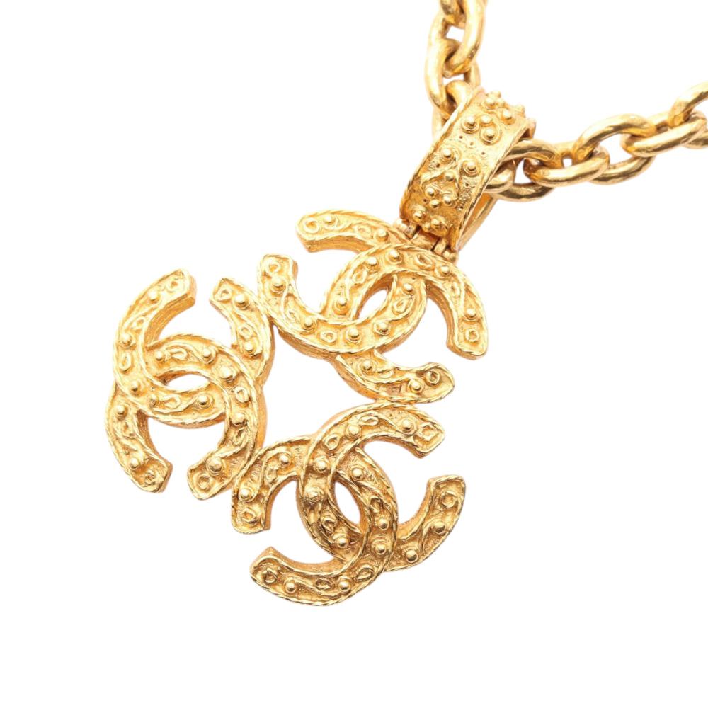 Chanel B Chanel Gold Gold Plated Metal Triple CC Pendant Necklace France