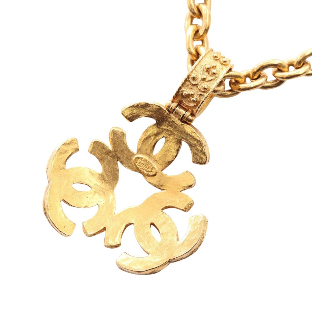 Chanel B Chanel Gold Gold Plated Metal Triple CC Pendant Necklace France