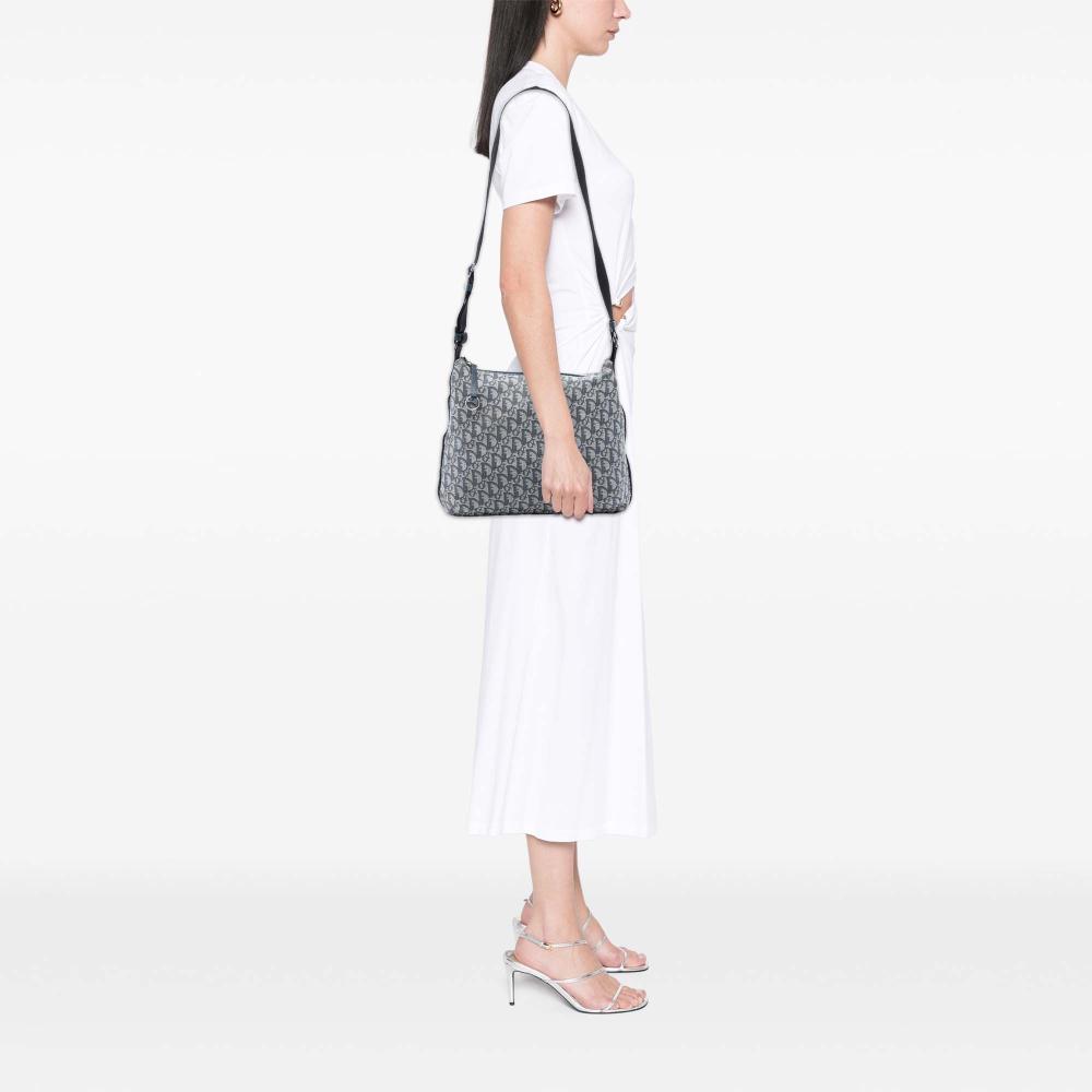 Christian Dior B Dior Blue Navy Canvas Fabric Diorissimo Trotter Crossbody Italy