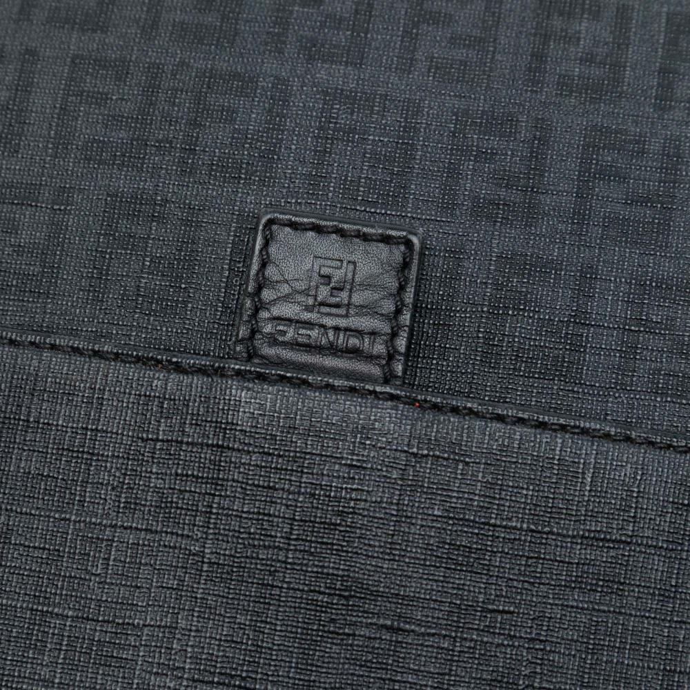 Fendi B Fendi Black Coated Canvas Fabric Zucchino Charm Zip Crossbody Italy