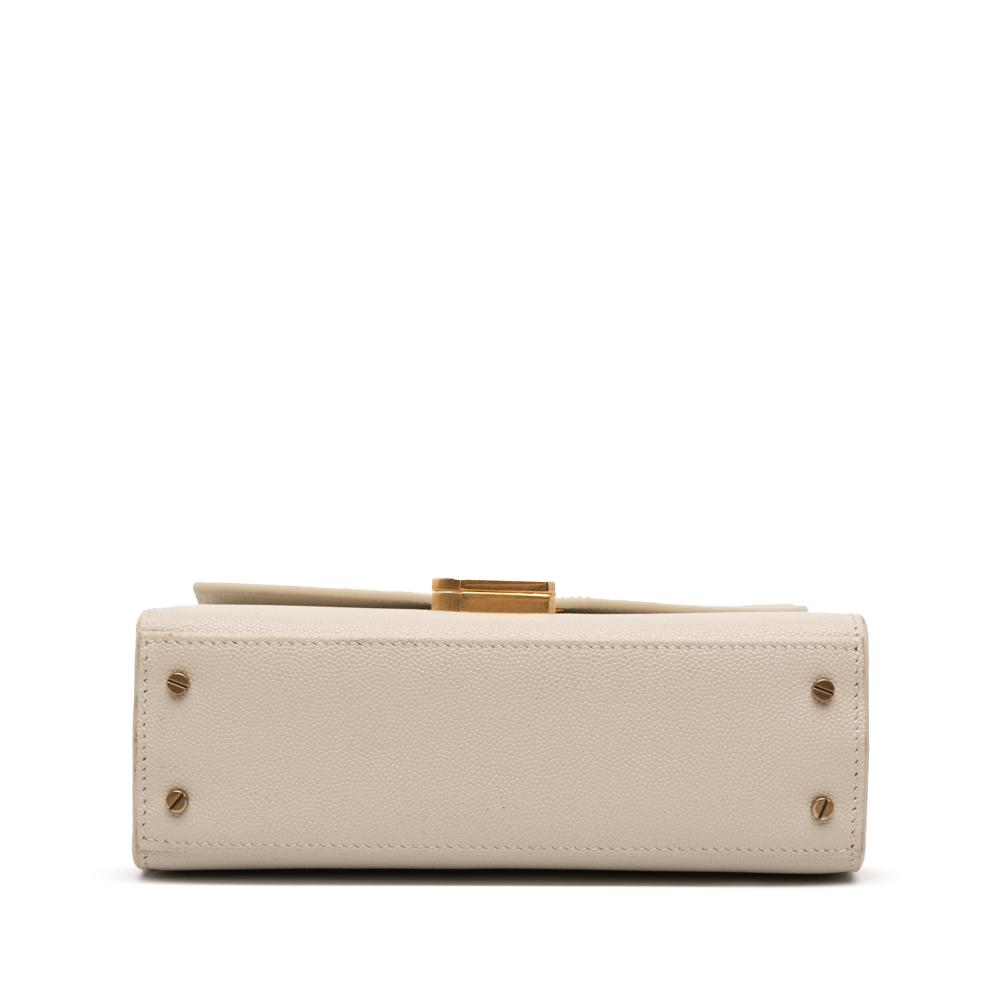 Saint Laurent Brown Mini Grain de Poudre Monogram Cassandra Top Handle Bag Italy