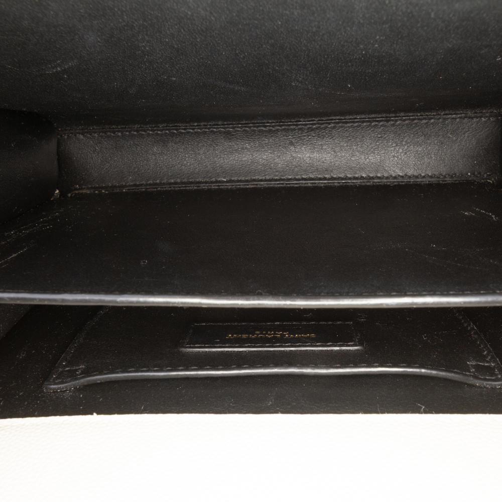 Saint Laurent Brown Mini Grain de Poudre Monogram Cassandra Top Handle Bag Italy