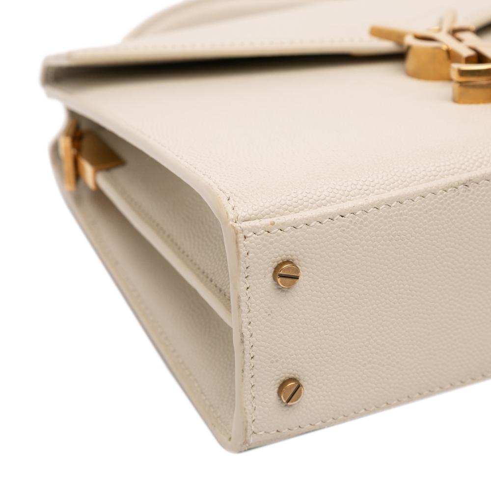 Saint Laurent Brown Mini Grain de Poudre Monogram Cassandra Top Handle Bag Italy