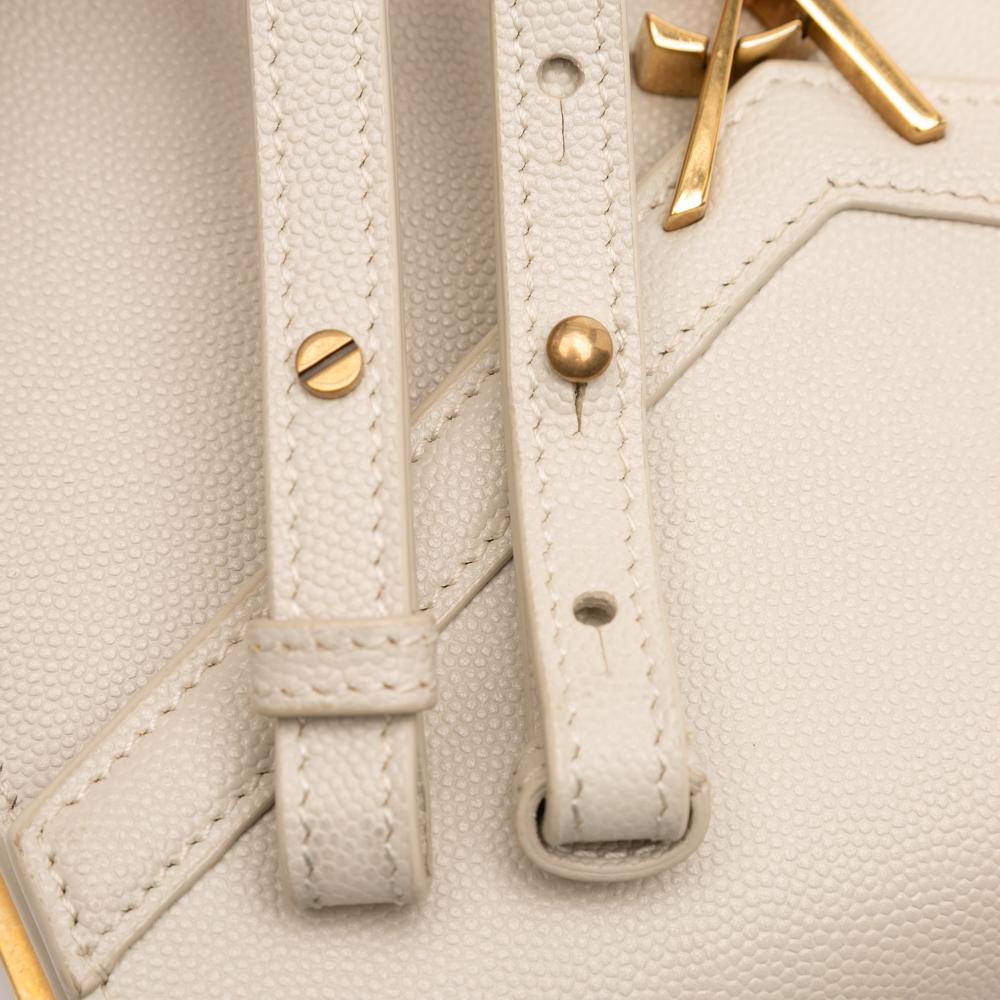 Saint Laurent Brown Mini Grain de Poudre Monogram Cassandra Top Handle Bag Italy