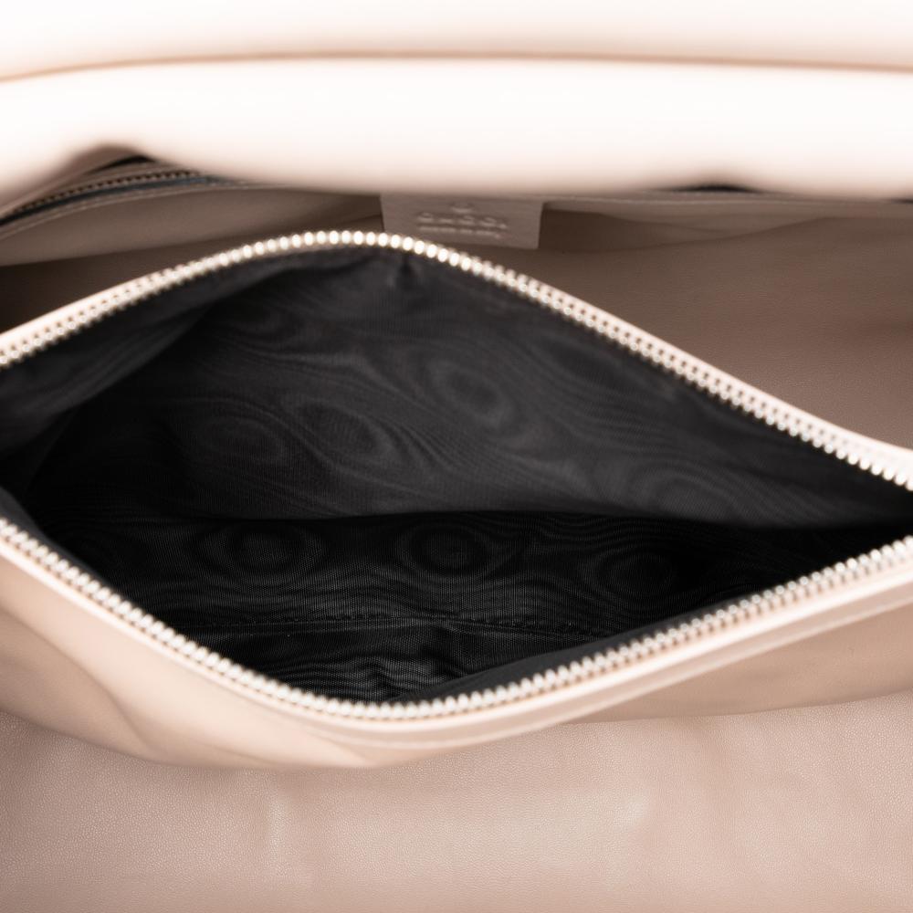 Gucci B Gucci Brown Beige Calf Leather Lady Bamboo Satchel Italy