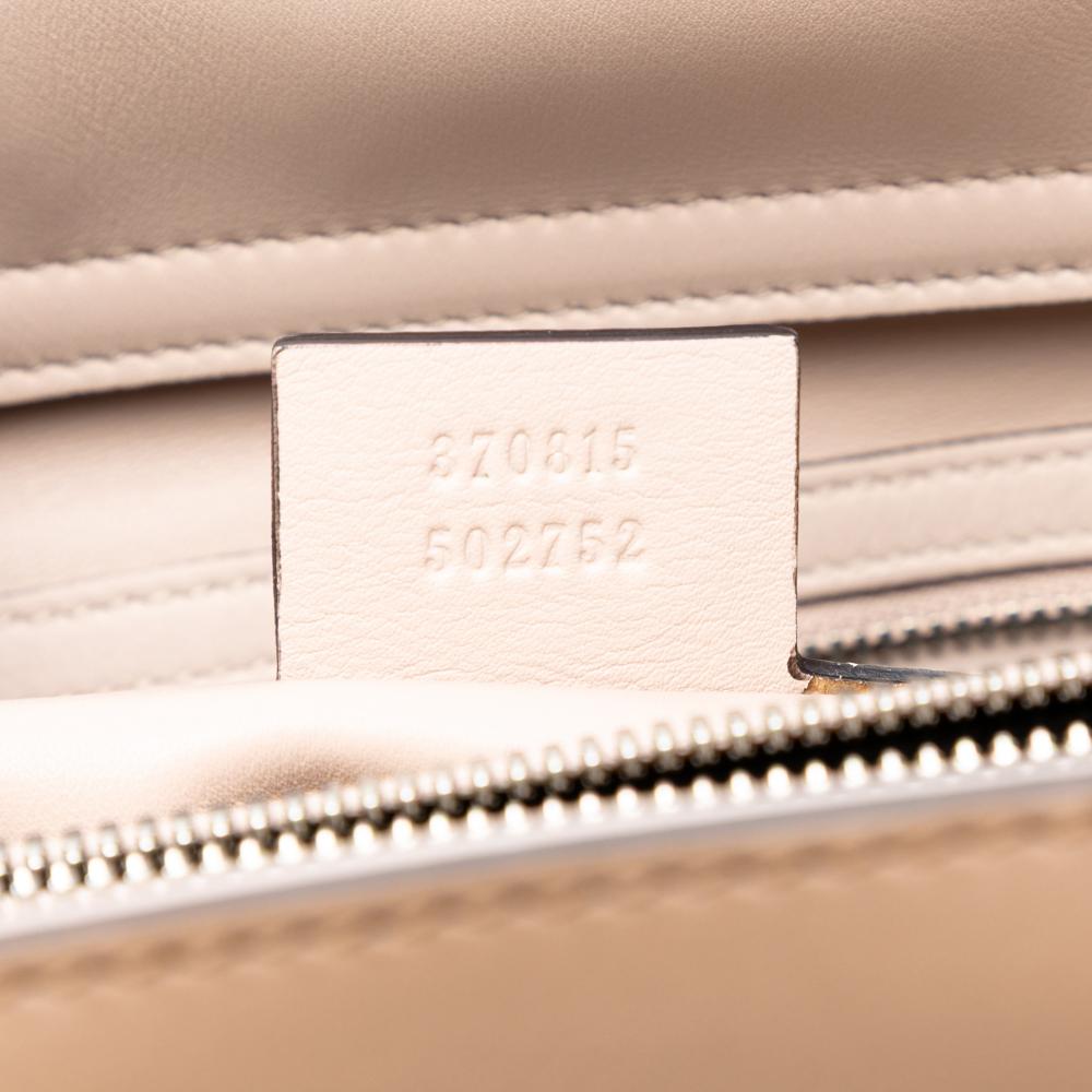 Gucci B Gucci Brown Beige Calf Leather Lady Bamboo Satchel Italy