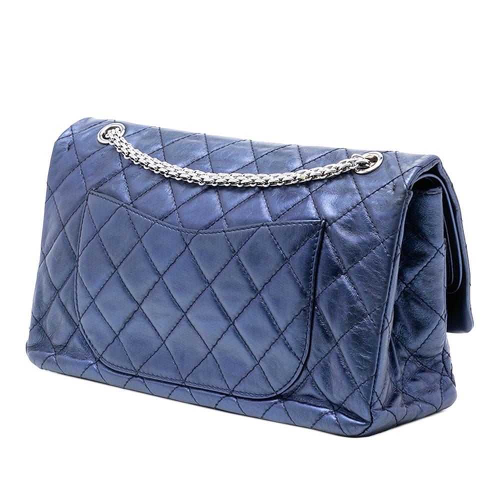 Chanel AB Chanel Blue Calf Leather Metallic Quilted Aged skin Reissue 2.55 Double Flap 227 France