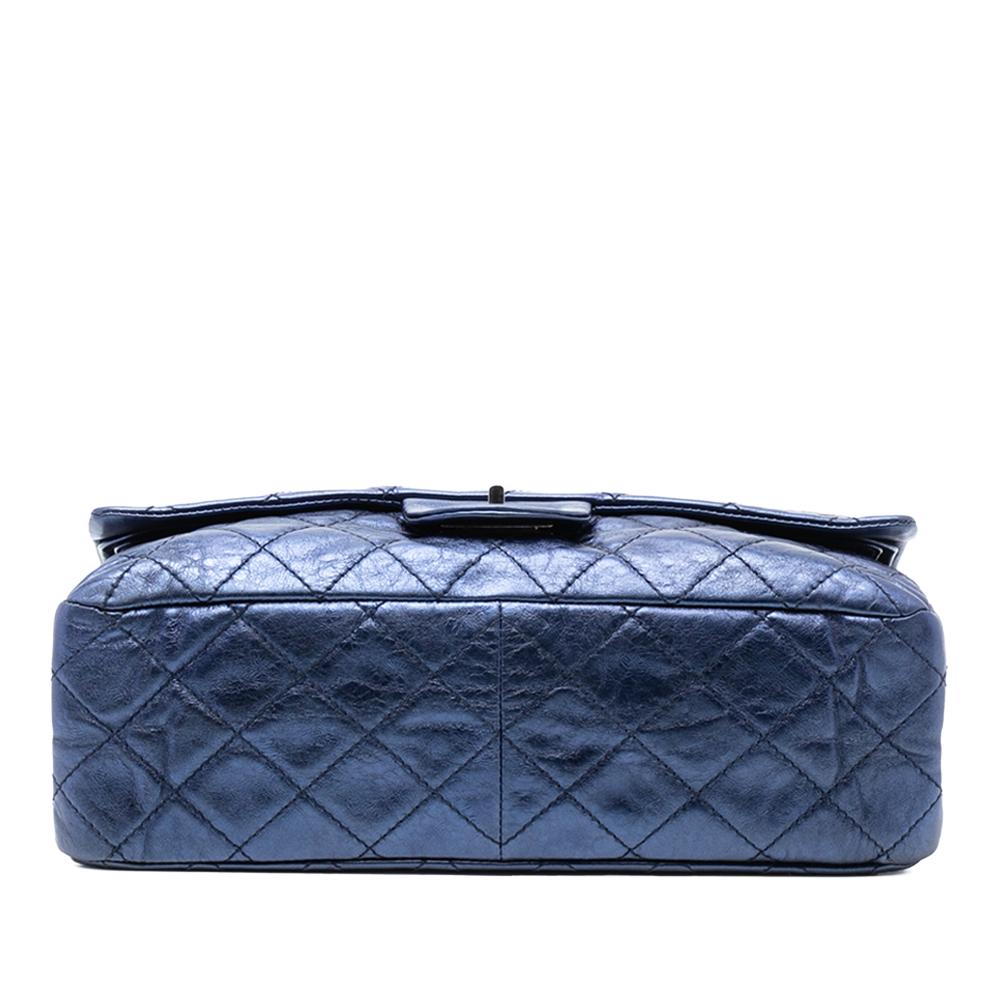 Chanel AB Chanel Blue Calf Leather Metallic Quilted Aged skin Reissue 2.55 Double Flap 227 France
