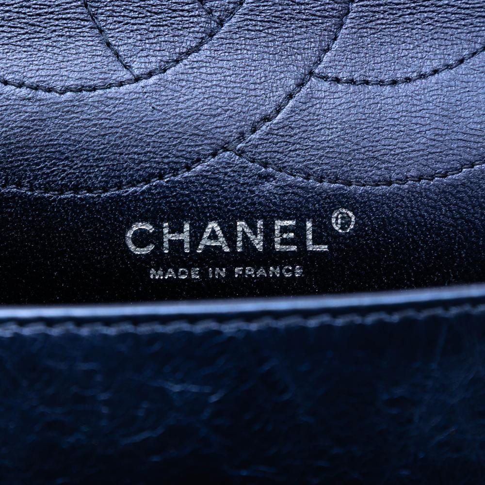 Chanel AB Chanel Blue Calf Leather Metallic Quilted Aged skin Reissue 2.55 Double Flap 227 France